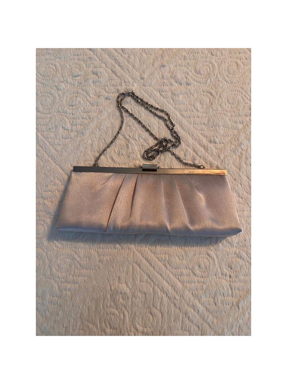 Womens Clutch Bag Champagne Shimmer Evening Formal Pleated Fabric Elegant Party